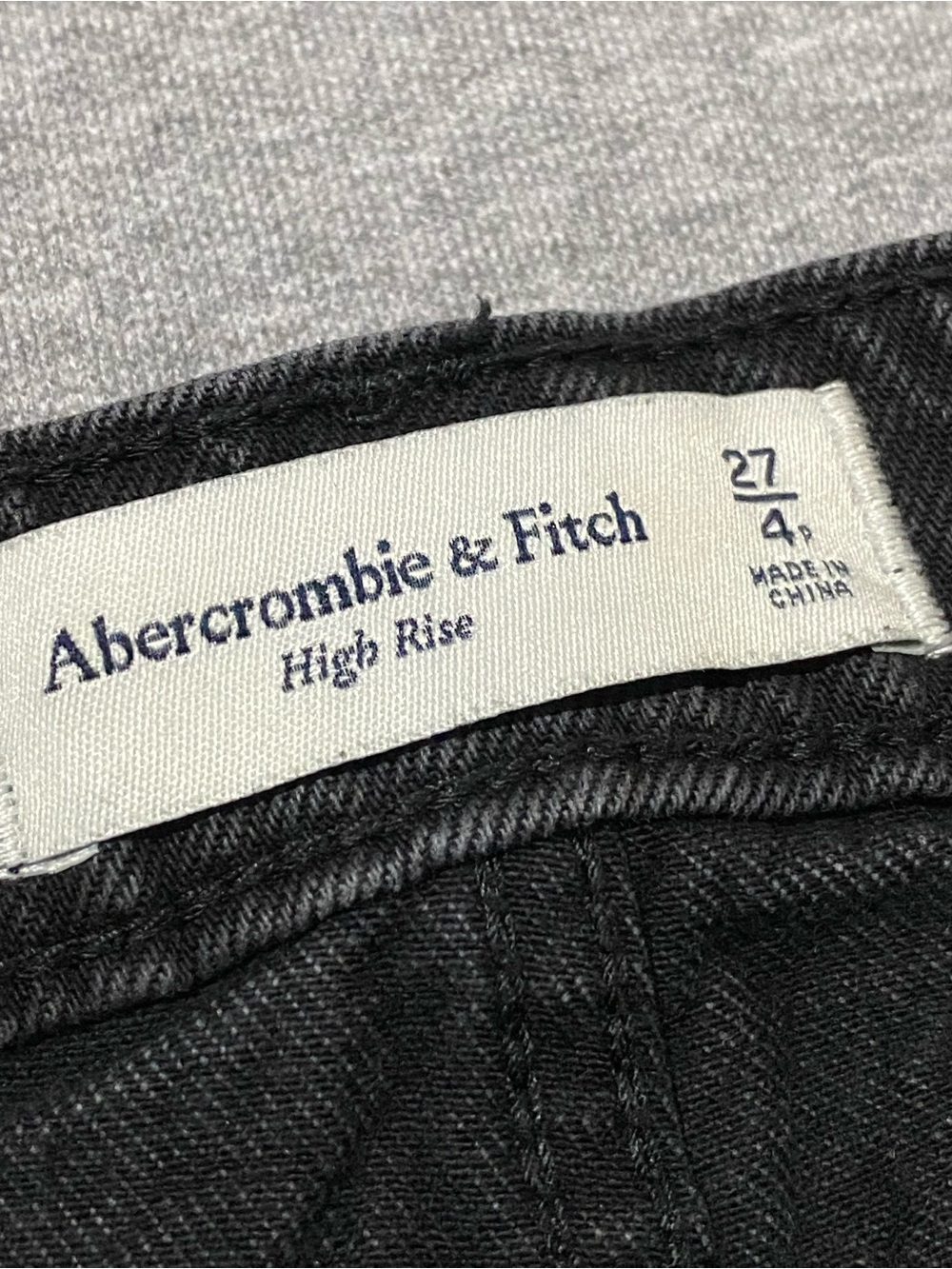Abercrombie High Rise Denim Midi Skirt 27 Washed Black Front Slit 90s Minimalist - Picture 7 of 8